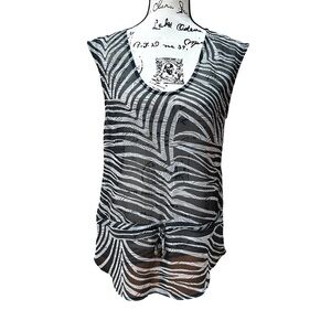 Chic Zebra Print Sheer Sleeveless Top